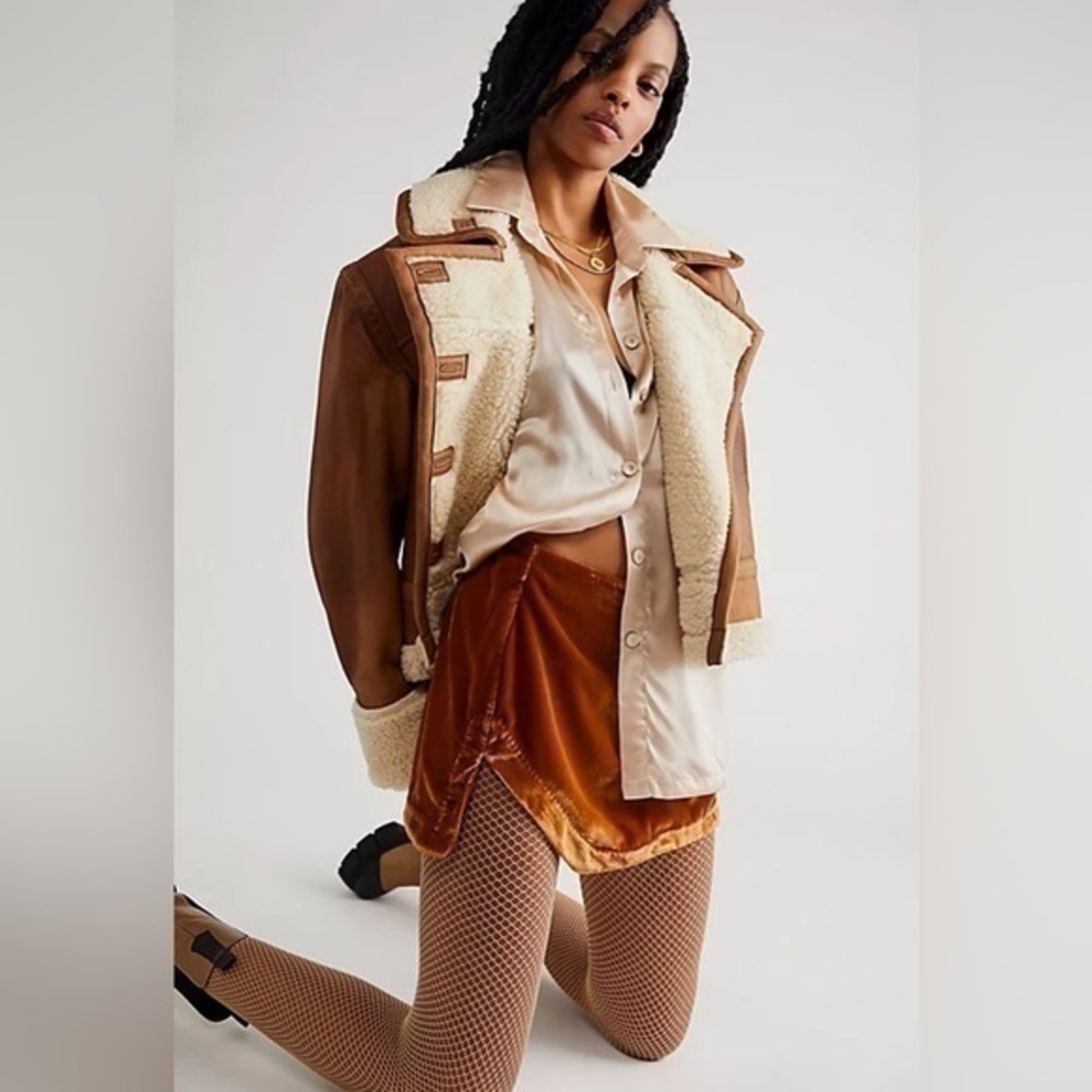Free People Annalise Velvet Mini Skirt